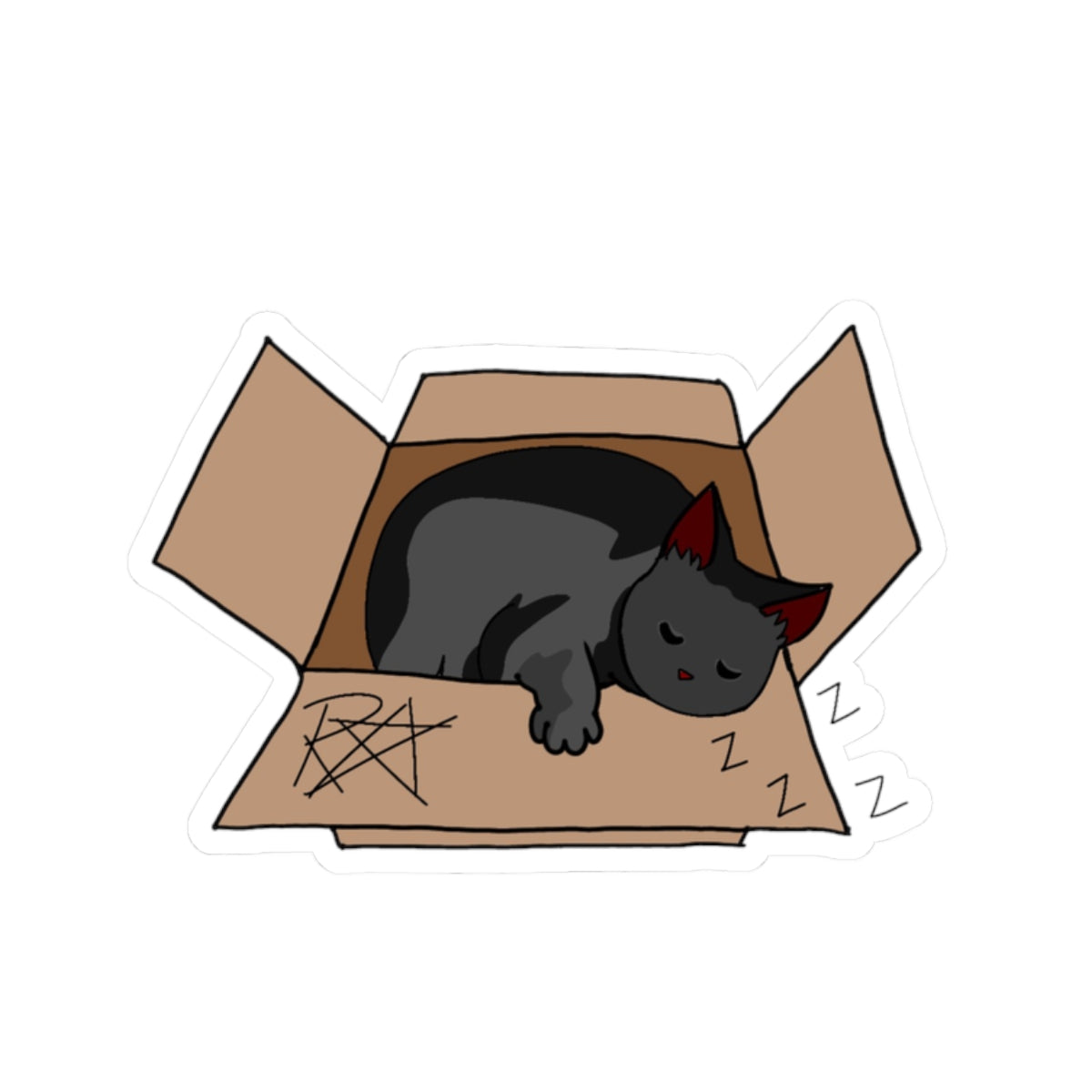 retz black cat kisscut sticker